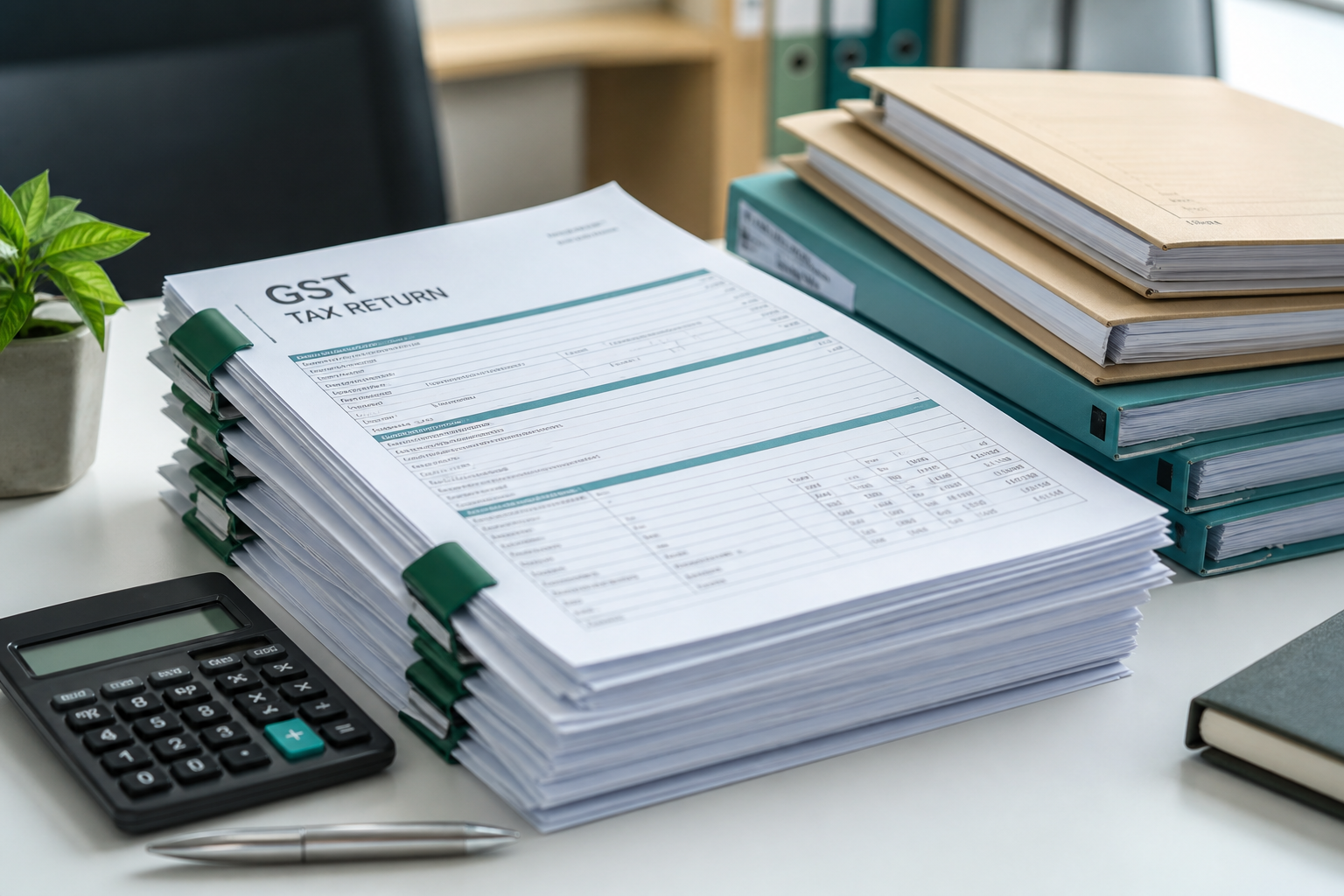 GST return printouts and file folders